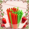 100 Pcs Strawberry Shape Plastic Straw Sweet Fruit Theme Disposable
