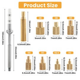 Ragyzity Heat Set Insert Tips Inserting, Soldering Iron Tips, M2 M2.5 M3 M4 M5 M6 M8 Heat Set Insert Tool, Embedded Insertion Tip Adapter Kit 3D Printed Parts Install for TS100 TS101 Pine64 936