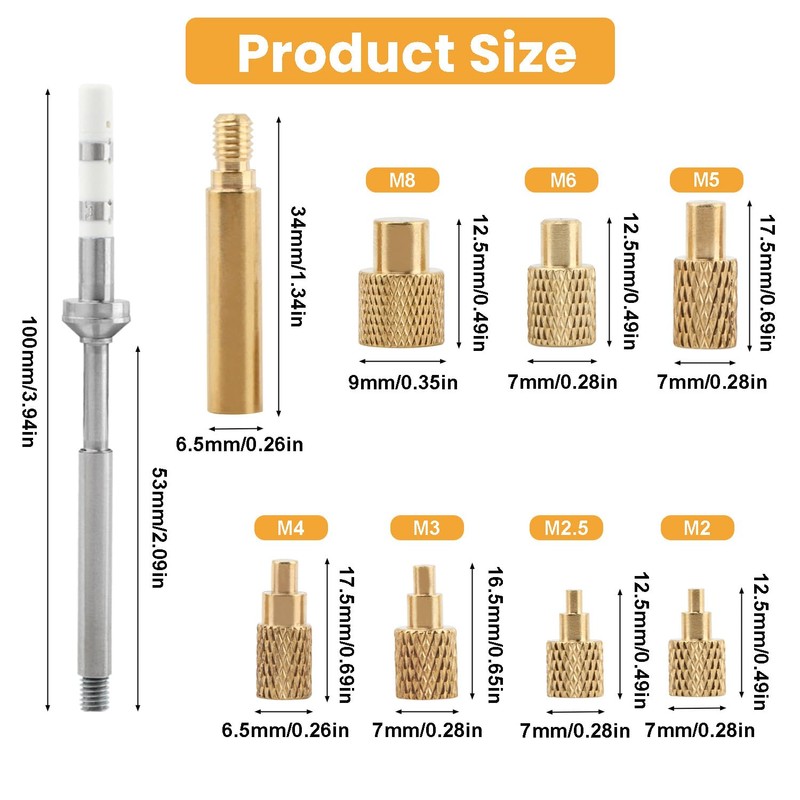 Ragyzity Heat Set Insert Tips Inserting, Soldering Iron Tips, M2