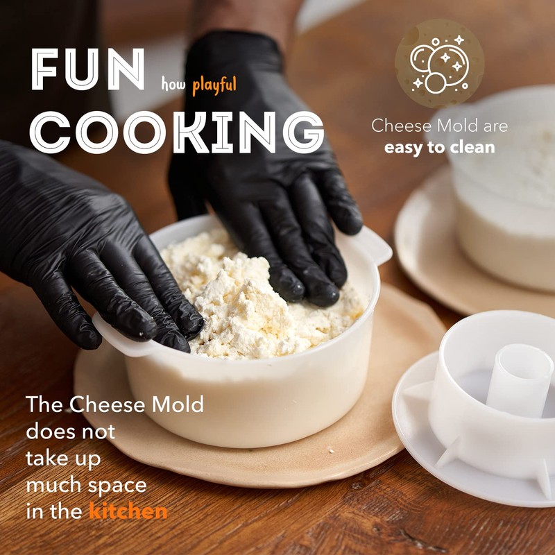 2 pcs Cheese Mold with a Follower Piston and Cheesecloth