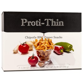 Proti-Thin High Chipotle BBQ Zipper Snacks, Crunchy Bites for Healthy Diet, 15g Protein, Low Calorie, Low Fat, Sugar Free Gluten-Free, 1 Pack of 7 Servings
