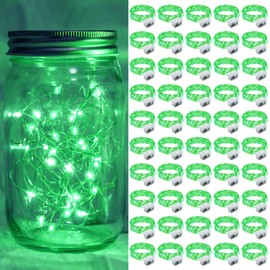 chzk 50 Pack LED Green Fairy Lights Battery Operated, 7Ft 20LED Mini String Lights Waterproof Twinkle Lights Firefly Starry Moon Lights for Mason Jars Wedding Christmas Party Bedroom Decor
