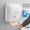 Auto-Cut Paper Towel Dispenser, Hands Free, Wall Mount, White, 11.4W