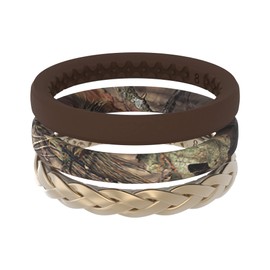 Groove Life Mossy Oak Stackable Breakup Country Silicone Ring - Breathable Rubber Wedding Rings for Women, Lifetime Coverage, Unique Design, Comfort Fit Ring - Size 10