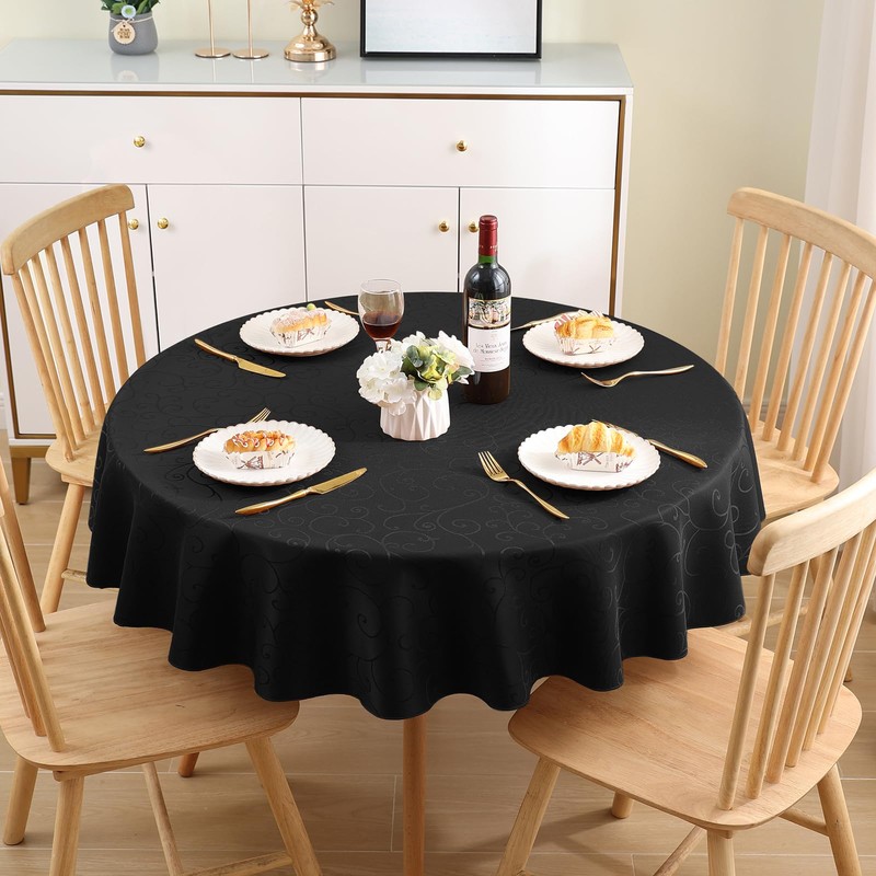 Homaxy Table Cloth Round 150 cm, Washable Polyester Jacquard Tablecloth,