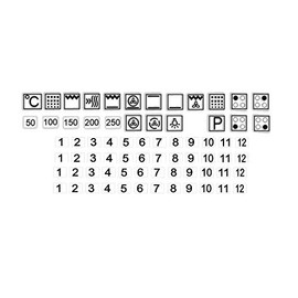 Generisch One Set of Cooker Stickers E Hob Lettering Oven Cooking Switch Sign Symbols (R74) (Black Symbols, Transparent Background, 0.7 x 0.7 cm)