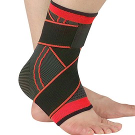 足首サポーター スポーツ用 薄い 固定サポート 巻き方 足首 薄手 スポーツ用 (レッド、XL)