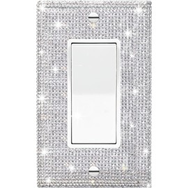 Silver Bling Rhinestones Single Rocker Switch Light Switch Cover Plates Decor Cute Sparkling Wall Plates For Home Bedroom Kitchen Outlet Covers Decorative (Single Rocker)