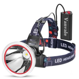 Vanvale Super Bright Rechargeable LED Headlamp,IPX4 Water Resistant Head Light with Charger,Ultra Bright Flashlight Hunting Lamp for Running,Fishing,Camping,Outdoor,Storm Power Outage（White Light）