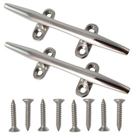 VEITHI 6 inch 316 Stainless Steel Boat Cleat, Boat Cleats 6inch Open Base (2 Pack), Boat Dock Cleats Include Stainless Steel Screws