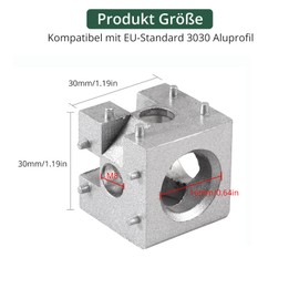 JiGiU Pack of 2 Cube Connectors 3D Corner Holder Cube for 3030 Aluminium Profile 8 mm Slot Cube Corner Includes M8 x 20 Screws and Cover Caps for EU Standard Aluminium Extrusion Profile (Silver)