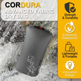 MONTCAMPER Waterproof Dry Bag-Upgraded Tear-resistant CORDURA Fabric-Durable&Lightweight Roll Top Dry Sack with Survival Whistle-Perfect for Hiking, Camping, Kayaking&Beach-Float on Water(35L/Grey)