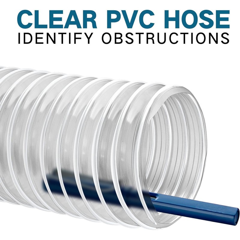 PVC Dust Collection Hose 4" x 20', Puncture Resistant Clear