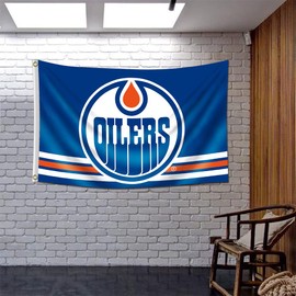 ENMOON Flag for Edmonton Team Fans Oilers Banner Flag (3x5ft, Vivid Color, 150D Poly) HD Printing Quality Brass Grommets Banner for Man Cave Shop