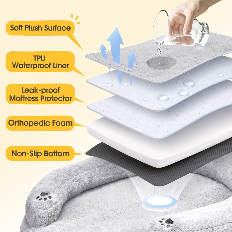 BurgeonNest Orthopedic Dog Bed for Large Dogs, Waterproof Soft Medium
