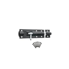 Garden Gate Shed Door Straight/Necked Tower Barrel Bolt Catch Black 4" 6" 8" (Straight Tower Bolt, 102mm 4" Inch Bolt)