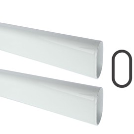36" Long Oval Closet Rod | Heavy Duty Wardrobe Clothes Pole | Gloss White | 2 Pack