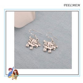 FEELMEM Sheep Earrings Cute Animal Sheep Dangle Drop Earrings Farm Animal Jewelry Sheep Gifts for Women Girls (silver)