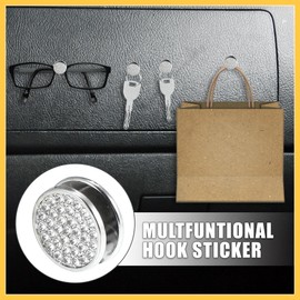 REPAIROCK 4pcs 22mm Bling Car Cute Hooks Dashboard Hooks Storage Hooks for Keys Earphone Purse Car Decoration Accessories Adhesive Wall Hooks Silver Tone Auto Replacement Parts