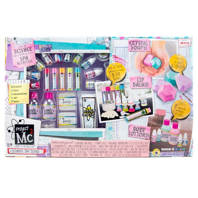 Project MC2 Ultimate Spa Studio Stem Science Cosmetic Kit by Horizon Group USA, Make Your Own Crystal Soaps,5 DIY Lip Balms & Fragrant Body Lotions, Choose between 6 Scents & More, Multicolored