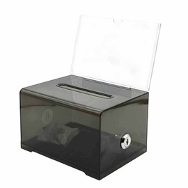 WANLIAN Acrylic Donation Box, Ballot Box, Recommended Box, Transparent Storage Box (6.25 x 4.5 x 4 inches) (Black)