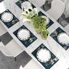 12"x18" Navy/Green Hummingbird Golden White Flowers Placemats Set of 4