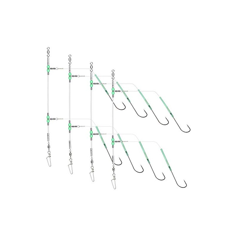 Rodeel 4 PCS Sea Fishing Rigs Flapper Rig Two Hook