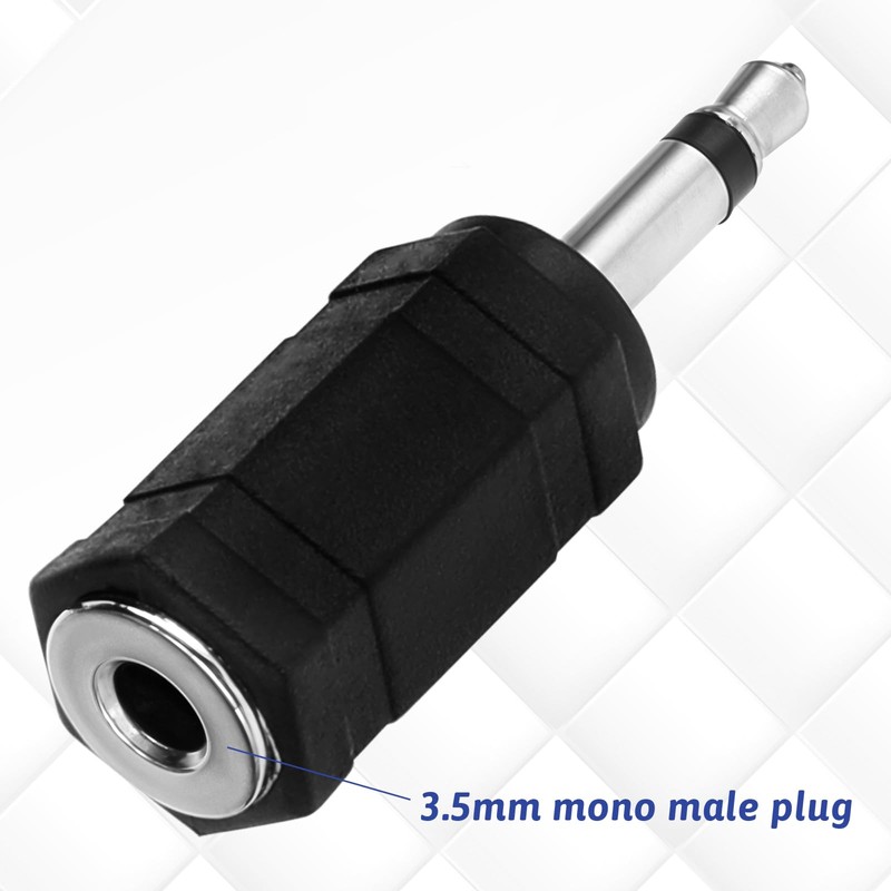 3.5mm Mono to Stereo Adapters, 5 Pack 1/8" Mono Male