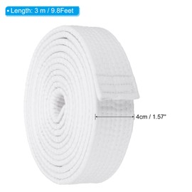 PATIKIL Taekwondo Colored Ranking Belt 1.6" x9.8Ft 3 m, Polyester Martial Arts Judo Karate Belt for Coach Teaching Practice, White