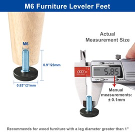 WAFJAMF 32 PCS M6 Thread Adjustable Furniture Levelers Screw in Threaded, Adjustable Levelers Feet Screw On Furniture Glide Leveling for Table, Chair, Furniture Legs