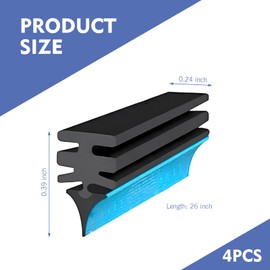 yorpyep 4 PCS Windshield Wiper Blade Refills, 28" DIY Adjustable Rubber Wiper Blade, Frameless Insert Strips for Front and Rear Windshield, for Most Cars Buses Vans Trucks (Black)