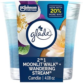 Glade Scented Candle Jar, 2in1 Moonlit Walk & Wandering Stream, Air Freshener Infused with Essential Oils, 4.08 Oz