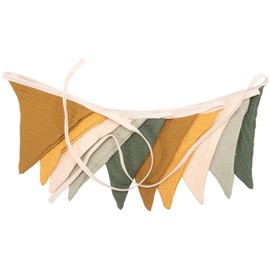 Fabric Bunting,Morandi Green Bunting Banner,Double Sided Colorful Cotton Pastel Bunting for Vintage Themed Wedding Afternoon Tea Garden Party Birthday Bedroom Decoration ﻿