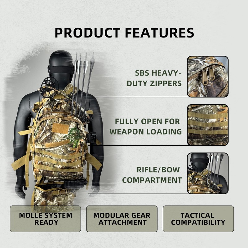 BEAUTI4U Hunting Backpack Outdoor Gear Hunting Pack, Extra Large Backpack