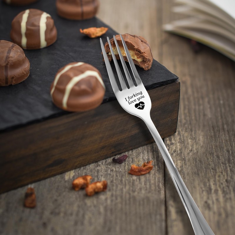 CHEERYMAGIC Forking Love You Funny Engraved Forks, Stainless Steel Engraved