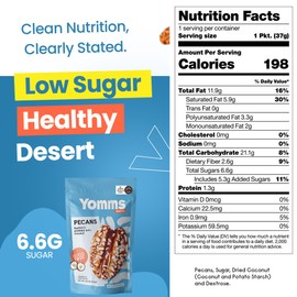 Yomms Coco Twist Pecans Halves – Low Sugar Healthy Dessert Snack | Sweet Coconut & Crunchy Pecan Snack | Lightly Sweetened, Honey Roasted Mixed Nuts | Great for Snacking, Salads - 3.5oz - Pack of 6