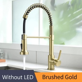 Black 304 Stainless Steel Kitchen Faucet Hot and Cold Water Mixer Faucet Kitchen Mixer Kitchen Sink FaucetColor: Gold, Surface Finishing: Stainless Steel