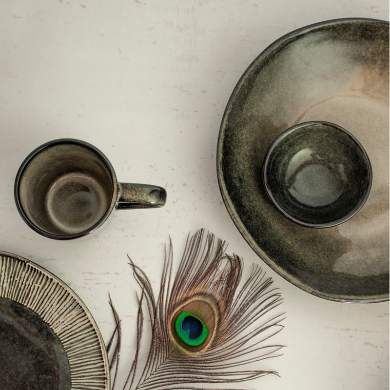 Dutch Rose Organic Bowl 23 cm Green Stoneware