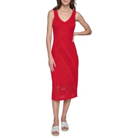 Karl Lagerfeld Paris Women's Casual Bright Summer Dress, Cordial Red, Small