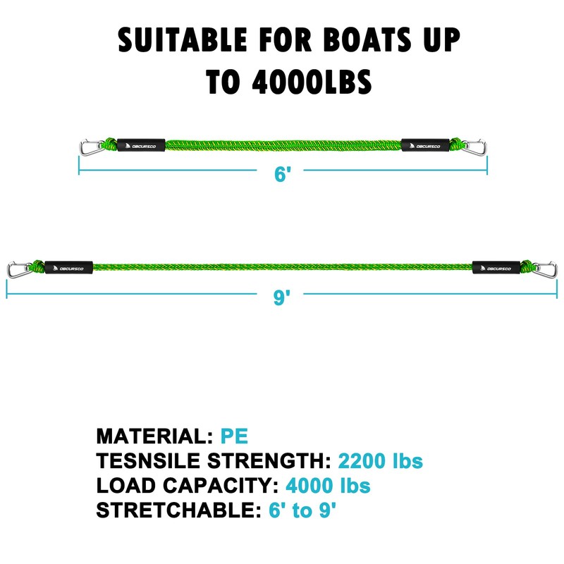 Obcursco Bungee Dock Line, Jet Ski Dock Line with Double