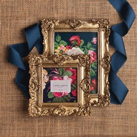 Laura Ashley 5x7 Gold Ornate Textured Hand-Crafted Resin Picture Frame with Easel & Hook for Tabletop & Wall Display, Decorative Floral Design Home Décor, Photo Gallery, Art, More (5x7, Gold)