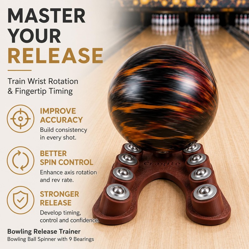 Cragite Bowling Release Trainer with 9 Bearing Ball Spinner