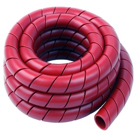 Electriduct 1.5 Inch Heavy Duty Spiral Wrap HDPE Flexible Plastic Cable Sleeve Hose Protector 10 Feet - Red