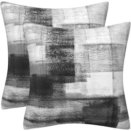 DILOXNSU Set of 2 Cushion Covers, 40 x 40 cm, Black Grey White Cushion Covers, Decorative Cushion, Velvet Sofa Cushion, Modern Abstract Cushion Cover, Decorative Cushion, Aesthetic Couch Cushion for