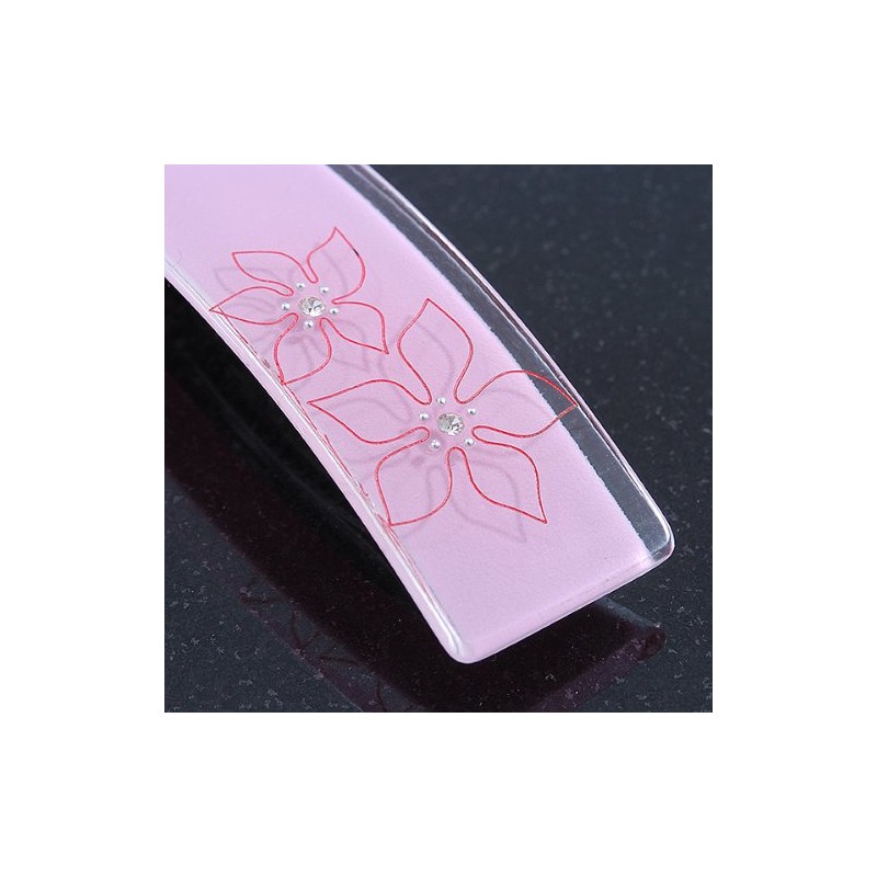 Light Pink Floral Plastic Barrette Hair Clip Grip - 10cm