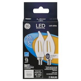 GE LED 60 watt Equivalent Decorative Candle Soft White Dimmable LED Light Bulb