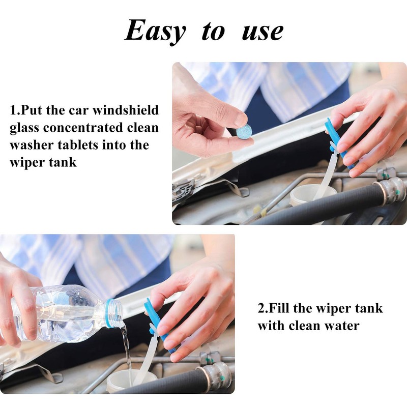 Boao 100 Pcs Car Windshield Washer Tablets Cleaning Washer Fluid