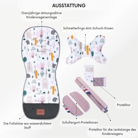 Breathable Seat Cover Pram, Seat Cover Buggy Summer Pushchair Accessories - Universal - Pram Insert with Anti-Shock Cushion, Buggy Insert Summer (4rest)