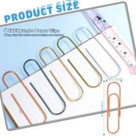 Hicarer - 25 clips de papel grandes de 100 mm de metal multicolor gigantes, con revestimiento brillante, extragrande, para marcadores, oficina, escuela, organización, archivos, documentos (color