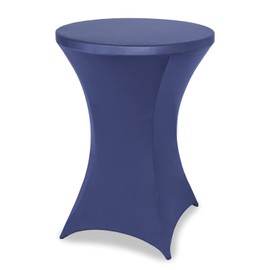 FestiCorp Spandex Table Cover, Cocktail Fitted Tablecloths, Round Highboy Stretch Table Covers Cloths for Party, DJ, Wedding, Birthday, Banquet, Navy Blue, 30"-32" Diameter x 40"-43" Height